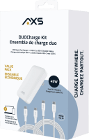 DUOCharge 45W Flat Wall Charger & 2x 4ft Braided Cable