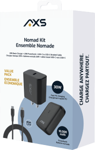 Nomad Kit - 30W Wall Charger + 10,000 mAh Power Bank + 4ft Braided Cable
