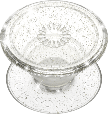 Swappable PopGrips - Clear Glitter Silver