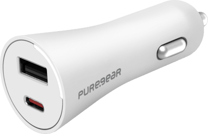 USB-C PureGear doble de 30 W y Cargador rápido USB-A para auto de Xfinity  Mobile en color Blanco