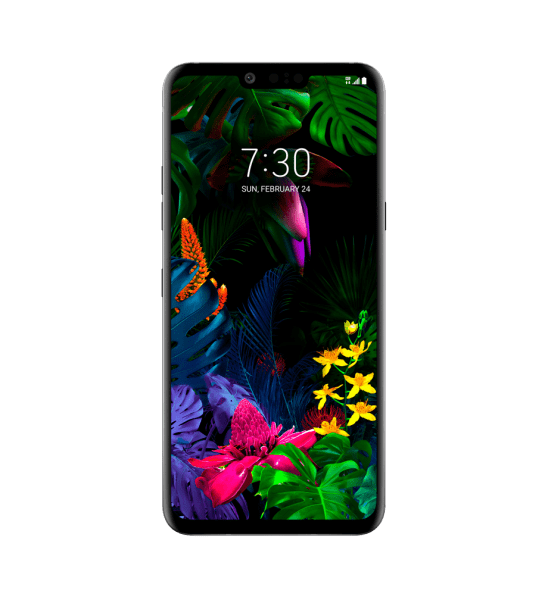 lg g8 thinq phone with colorful floral screen design